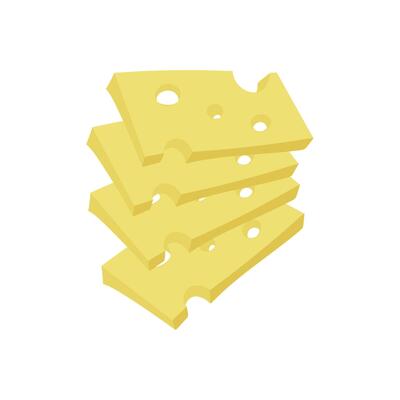 maasdam. A group of slices of hard yellow cheese with holes on a dark background. illustration. Porous masdam in a flat realistic style. Ideal for posters and banners, cafe menus and shops