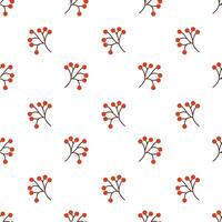 Seamless pattern with rowan berries branches. flat illustration. vector