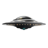 Flying Alien UFO Spaceship Isolated on Transparent Background Ready for Use in Sci Fi Themes png