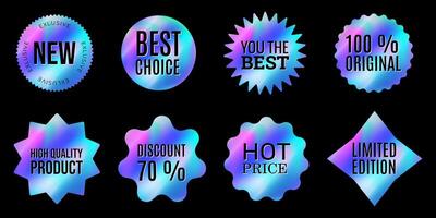 a set of holographic shiny stickers, a collection for Black Friday in the style of the 2000s vector