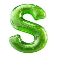 A green letter s with water droplets on it png