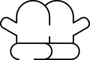 Rounded Editable stroke Gloves Icon vector