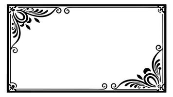 A black and white square frame with a floral design vector