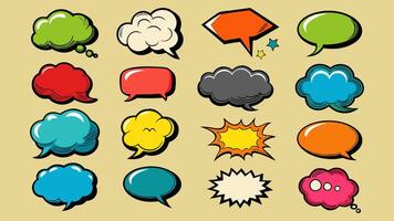 Cartoon Comment Boxes with Speech Bubbles Doodle Balloons and Cloud Elements for Comics vector