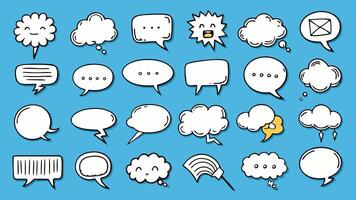 Empty Comic Speech Bubble Set Cartoon Text Boxes for Messages with Balloon and Cloud Designs vector