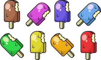 Ice cream icon set of assorted colors vector