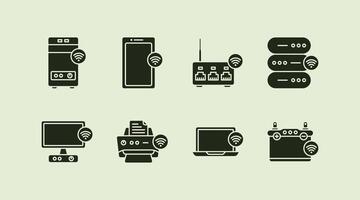 Wireless access smart device represent solid color field icon illustration set design vector