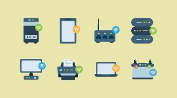 Modern smart device with wireless access represent flat illustration set design vector