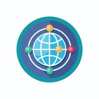 Logo of 3D Blue Globe with White Grid Lines, Illustration, Global, Internet, Network World icon blue glossy round button vector