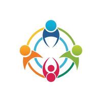 Abstract logo diversity and togetherness people sitting in circle community icon design unity, family, and teamwork. vector