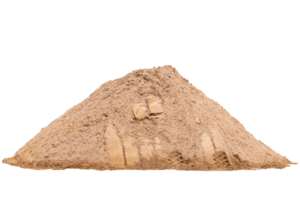 Pile of isolated sand. Pile of fine light yellow sand isolated on transparent background. File png