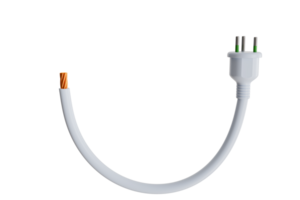 White electrical plug with copper Rendering 3D illustrations separated from the background - clipping path png
