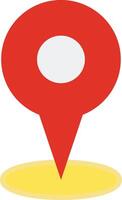 A red pin with a yellow circle on it vector