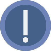 A blue and white icon with an exclamation mark vector