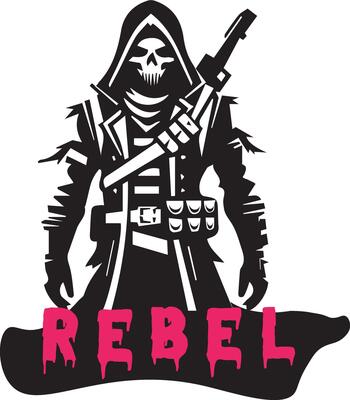 The rebel logo with a skull and a gun