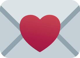 A red heart is shown on an envelope vector
