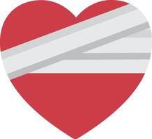 A red heart with a bandage on it vector