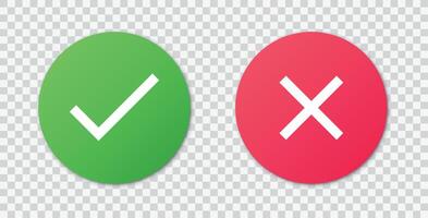 Two green and red check marks on a white background vector