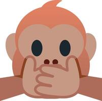 A monkey with its hands over its face vector