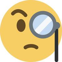 Image of a sad emoticon with a magnifying glass vector