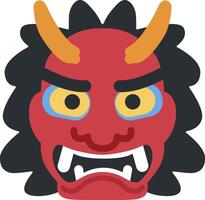 A red demon mask with horns and a long tongue vector