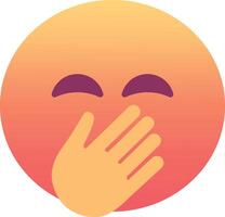 A yellow emoticion with a hand covering its mouth vector