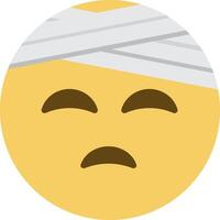 A sad face with bandages on it vector