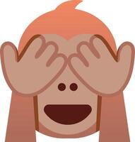 A monkey with its hands over its eyes vector