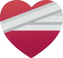 A red heart with a bandage on it vector