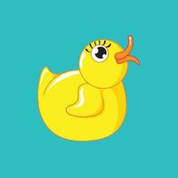 a yellow duck with a yellow beak pointing to the left. vector