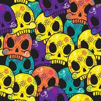 colorful pattern with seamless skull, illustration background vector