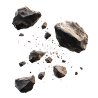 Rocks and Meteorites Flying in the Air Isolated on Transparent Background png