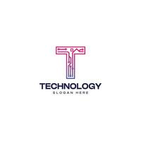 Clean Letter T Technology Logo Design Template vector