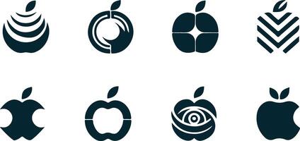 apple logos collection, apple design elements, fruit logos set, apple icons, artistic apple shapes, vector