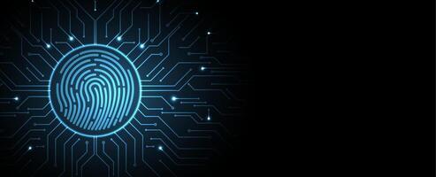 A fingerprint on a circuit board with a blue light vector