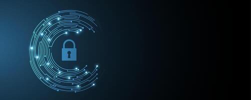 A circular fingerprint with a padlock on it vector