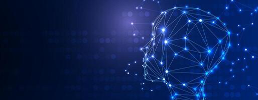 The head of a man is connected to a network of dots vector