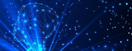 A blue light is shining on a network of lines vector