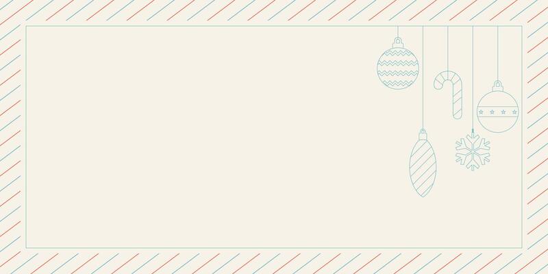 Minimalist Merry Christmas horizontal frame with various garlands outline graphic illustration template have blank space.