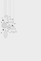 Minimalist various garlands hanging outline on gray background graphic illustration have blank space. Merry Christmas and Happy New Year greeting card vertical template. vector