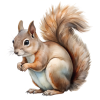 Watercolor hand drawn squirrel isolate on transparency background png