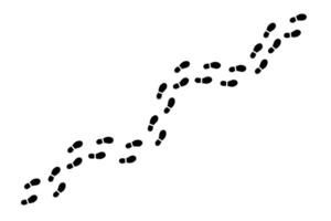 Illustration of footprints on a path, icon design. Isolated on white. vector
