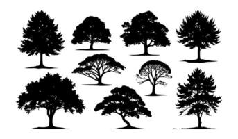 Array of tree silhouettes. vector