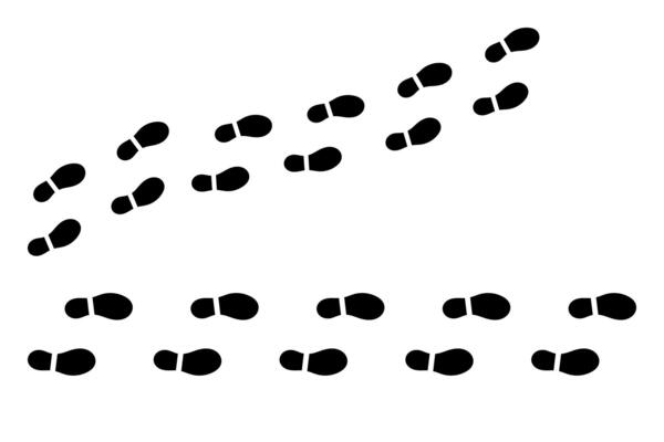 Pathway footprints, icon graphic. Set against a white backdrop.