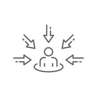 Customer centricity icon. Simple outline style. Centric consumer, client first approach, person, central, people, human focus concept. Thin line symbol. Editable stroke. vector