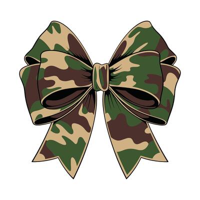 Camouflage bow ribbon military style illustration