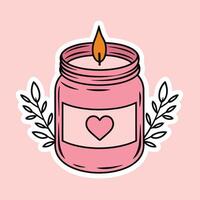 Cozy Pink Jar Candle with Heart Illustration vector