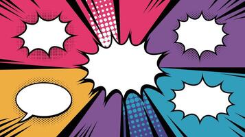 Abstract comic pop art style blank, layout template isolated dots background. vector