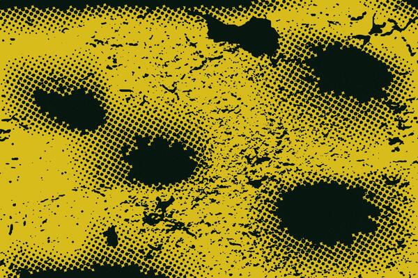 Yellow and Black Grunge Halftone Texture Background with Dotted Pattern. Distressed Overlay for Urban Design, Retro Posters or Vintage Prints