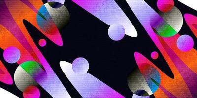Abstract Geometric Background with Colorful Gradient Shapes and Spheres with Texture Effect. Creative Design for Banner, Poster or Advertising vector